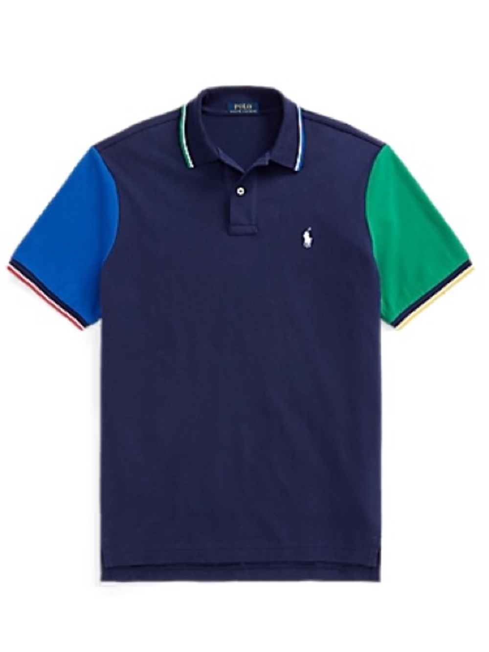 Polo by Ralph Lauren Navy Polo with Blue and Green Sleeves - Classic Fit